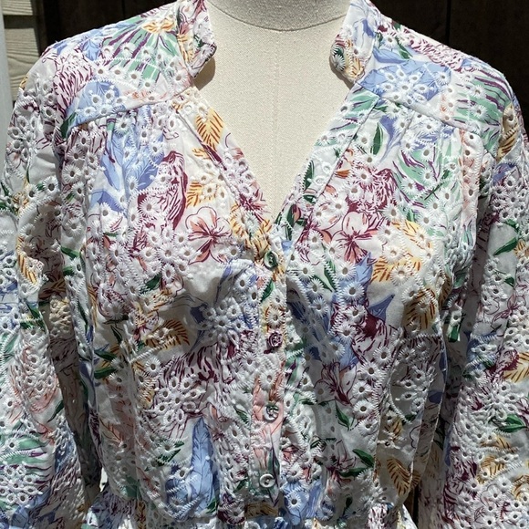 Avantlook Embroidered Eyelet Midi Dress Pastel Leaves - Picture 12 of 16